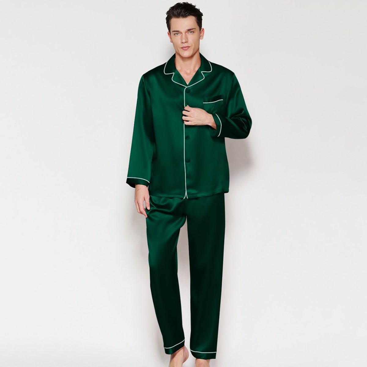 Best Mens Silk Pajamas Quality Long Luxury Real Mulberry Silk Pyjamas Pure Silk Sleepwear - slipintosoft