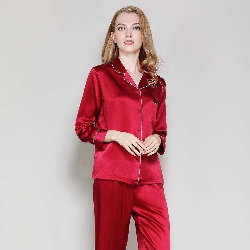 Best Women's Silk Pajamas Long Mulberry Silk Pjs Real Momme Pure 100%silk Sleepwear -  slipintosoft