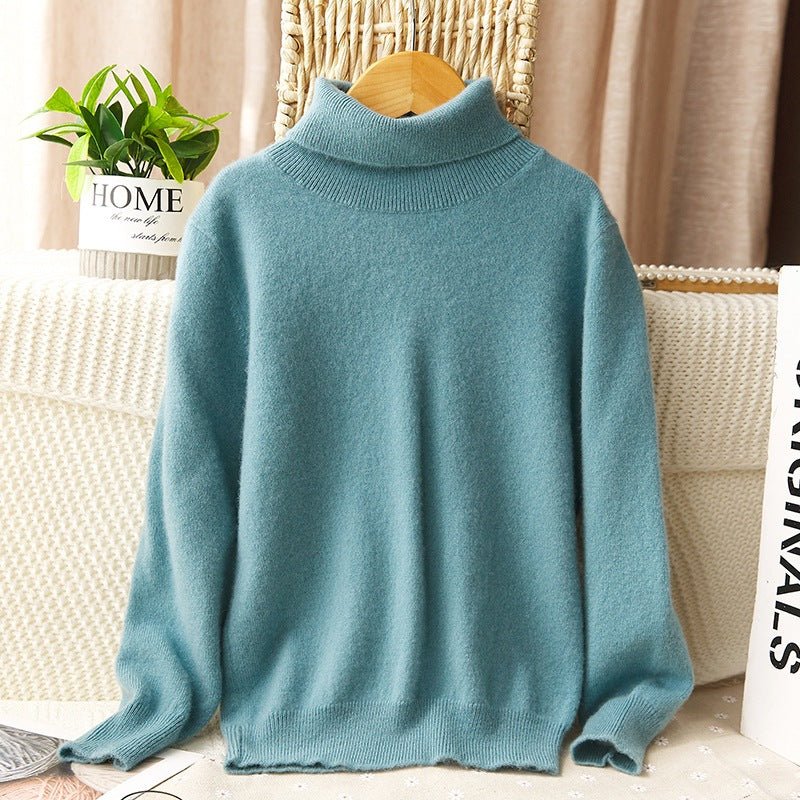 boys and girls cashmere sweater kids turtleneck pullover solid color baby round neck tops - slipintosoft