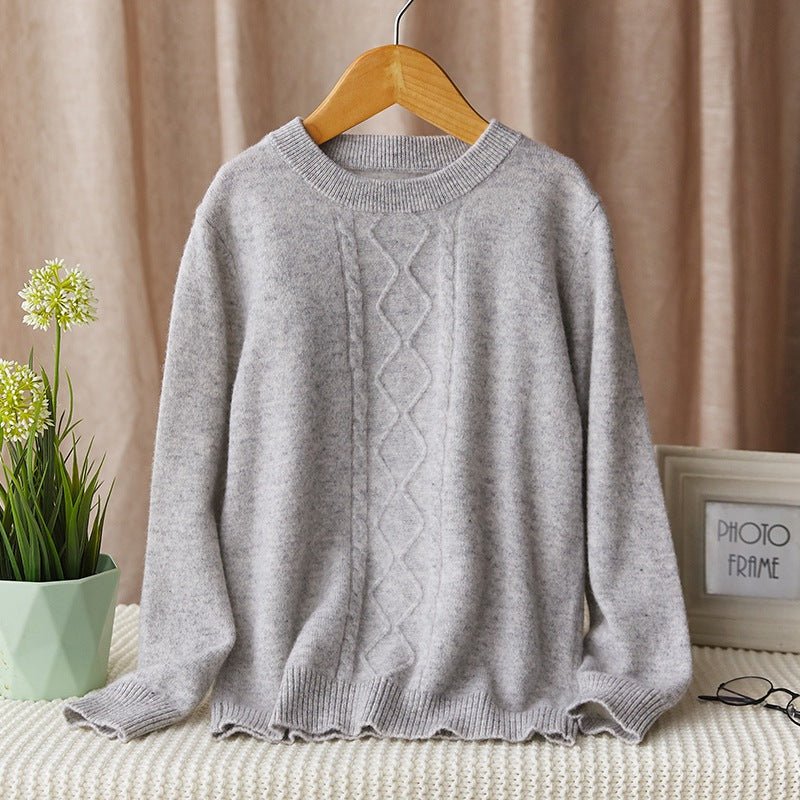 boys and girls crew neck cashmere sweater cable knitted cashmere pullover multi colors - slipintosoft