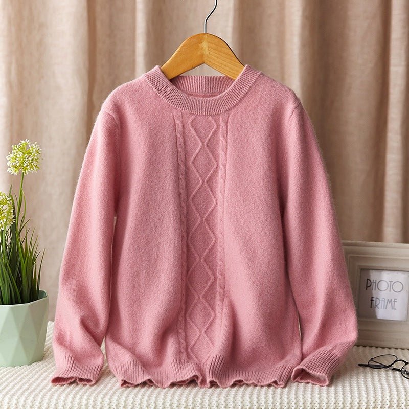 boys and girls crew neck cashmere sweater cable knitted cashmere pullover multi colors