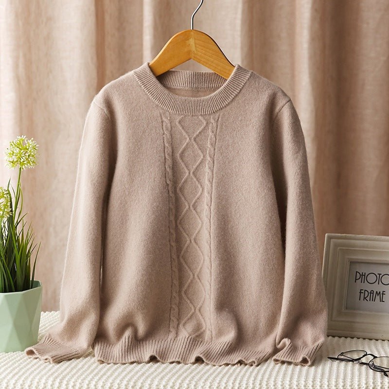 boys and girls crew neck cashmere sweater cable knitted cashmere pullover multi colors - slipintosoft