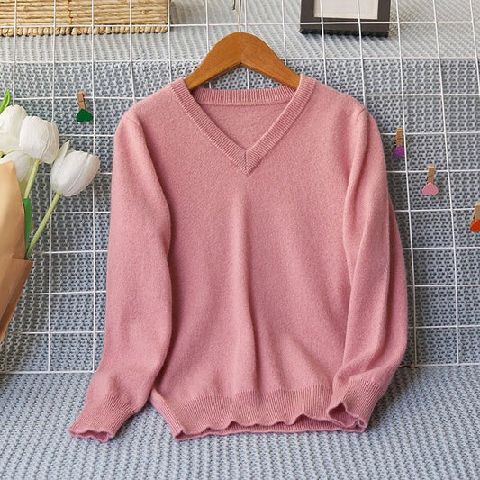 Boys and Girls Pure Cashmere Sweater Kids Long Sleeve Cashmere Pullover Multi Colors - slipintosoft