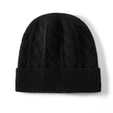 Cashmere Beanie Solid Cable Knitted Cashmere Winter Hat for Women and Men - slipintosoft