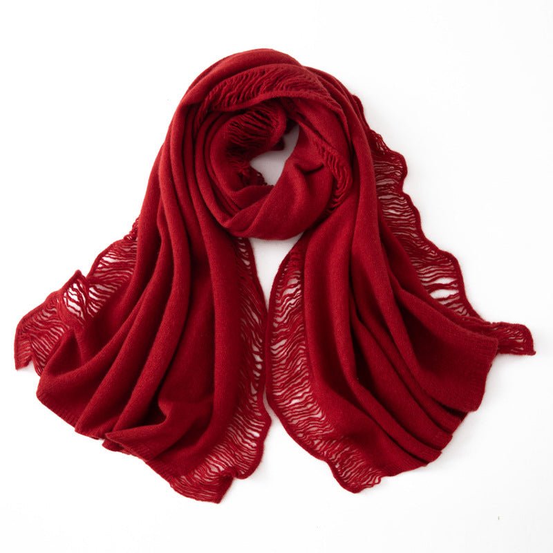 Cashmere Scarf With Fringed Edges Long Cashmere Shawl With Tassel