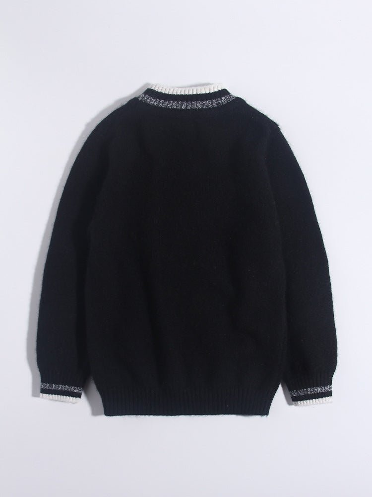 Childrens Cashmere Sweater Zebra Pattern Crew Neck Cashmere Pullover
