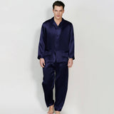 Long Silk Pajamas For Men 2 Piece Set Real 100% Real Mulberry Silk PJS -  slipintosoft