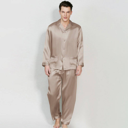 Long Silk Pajamas For Men 2 Piece Set Real 100% Real Mulberry Silk PJS -  slipintosoft