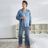 Pajama de seda clásico Juego para hombres Single Sleepwear de seda de lujo