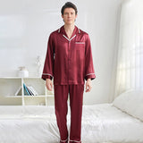 Pajama de seda clásico Juego para hombres Single Sleepwear de seda de lujo