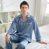 Pajama de seda clásico Juego para hombres Single Sleepwear de seda de lujo