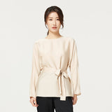 Elegant Silk Blouse For Women Long Sleeves Silk Top With A Belt