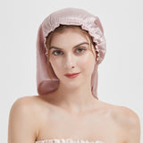 Elegant Women Pleated Edge Silk Bonnet Long Silk Sleep Caps For Hair - slipintosoft