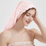 Elegant Women Pleated Edge Silk Bonnet Long Silk Sleep Caps For Hair - slipintosoft