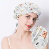 Gorro de seda con estampado floral para dormir, gorro de seda para envolver el cabello, gorro de seda para dormir