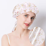 Gorro de seda con estampado floral para dormir, gorro de seda para envolver el cabello, gorro de seda para dormir