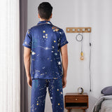 Short Sleeved Silk Pajama Set For Mens Print Luxury Best Silk Loungewear - slipintosoft