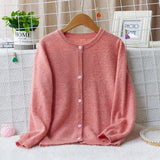 Girls Button Down Cashmere Cardigan Kids Long Sleeve Cashmere Sweater Coat - slipintosoft