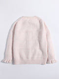 Girls Cashmere Cardigan Embroidered Mouse Floral Accents Cashmere Sweater