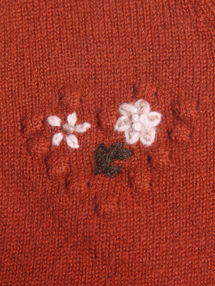 Girls Cashmere Cardigan Floral Embroidery Kids Cashmere Sweater