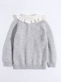 Girls Cashmere Sweater White Ruffled Collar Kids Cashmere Knit Pullover