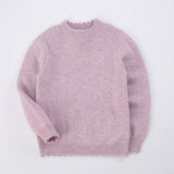 Girls Heart Patterned Cashmere Sweater Cashmere Pullover Scalloped Edge