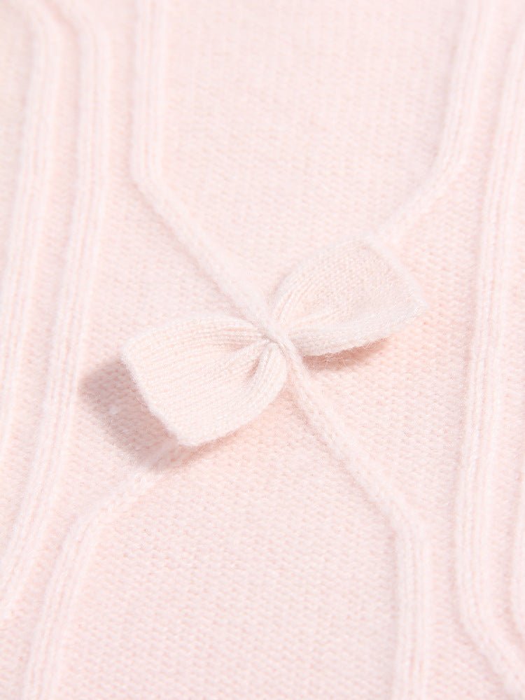 Girls Pink Cashmere Sweater Bow Knit Detailing Kids Cashmere Pullover
