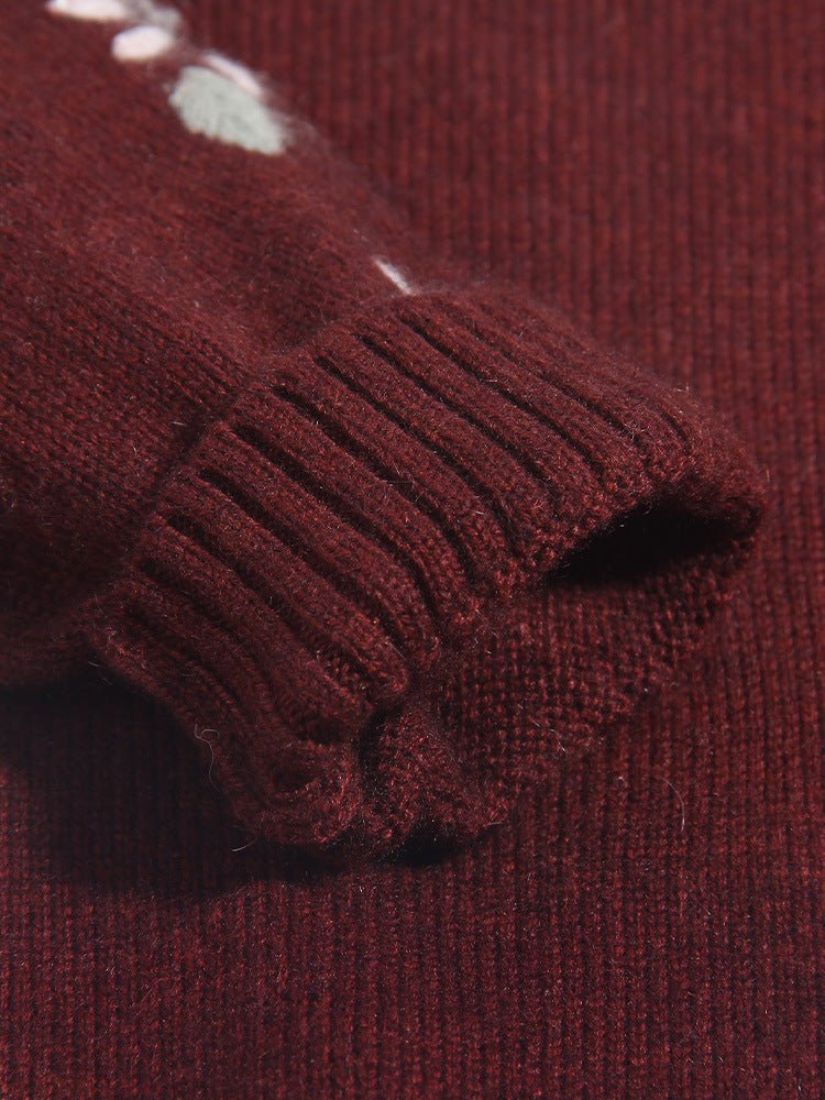 Girls Pure Cashmere Sweater Floral Embroidery Kids Cashmere Pullover