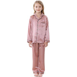 Conjunto de pijama de seda para niñas, pijama largo de seda, pijama de seda para niños, ropa de dormir de seda