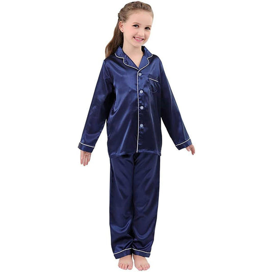 Girls Silk Pajama Set Long Unisex Silk Pajamas For Kids