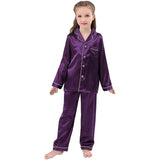 Conjunto de pijama de seda para niñas, pijama largo de seda, pijama de seda para niños, ropa de dormir de seda