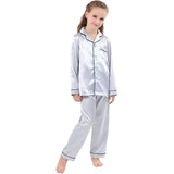 Conjunto de pijama de seda para niñas, pijama largo de seda, pijama de seda para niños, ropa de dormir de seda