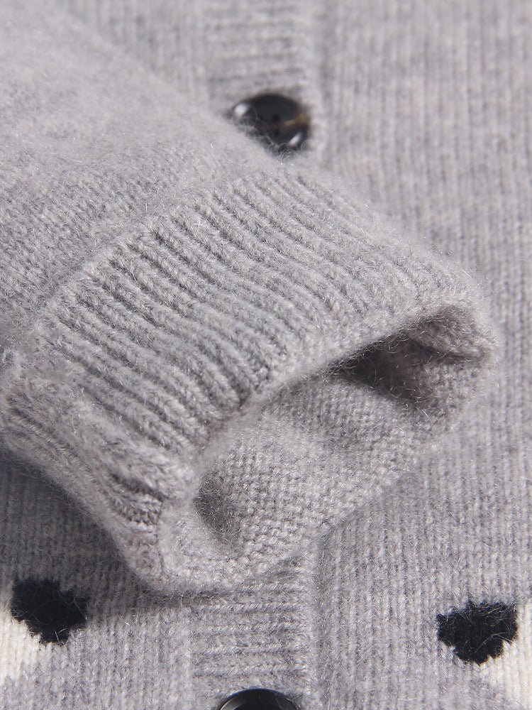 Kids Button Down Cashmere Cardigan Bunny Embroidery Cashmere Sweater