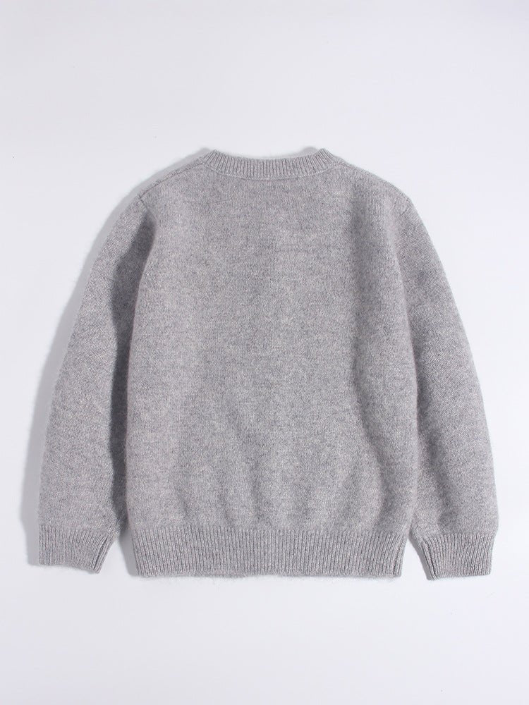 Kids Button Down Cashmere Cardigan Bunny Embroidery Cashmere Sweater