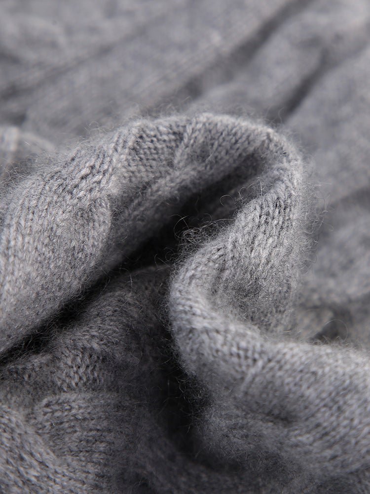 Kids Cable Knit Cashmere Sweater Turtleneck Crest Patch Cashmere Pullover