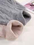 Kids Cable Knit Cashmere Sweater Turtleneck Crest Patch Cashmere Pullover