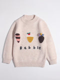 Kids Cashmere Sweater 3D Dessert Motifs Cashmere Pullover Ribbing Edge
