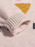 Kids Cashmere Sweater 3D Dessert Motifs Cashmere Pullover Ribbing Edge