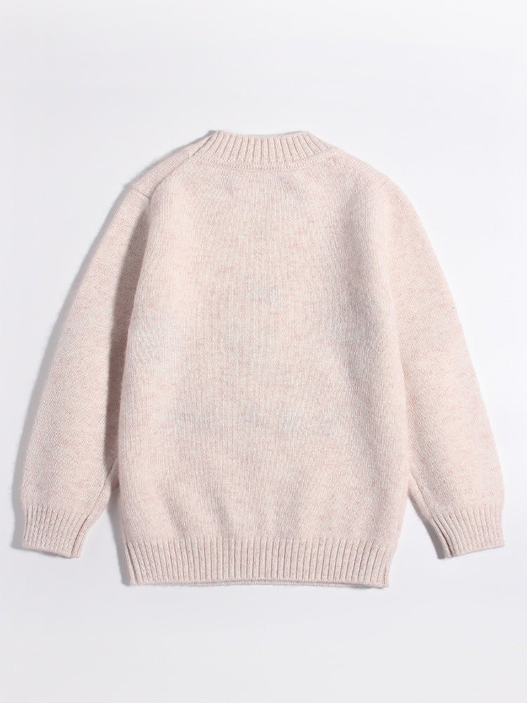 Kids Cashmere Sweater 3D Dessert Motifs Cashmere Pullover Ribbing Edge