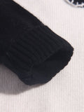 Kids Cashmere Sweater Black and White with Stitched Heart Design Cashmere Knit Pullover
