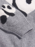 Kids Cashmere Sweater Boys and Girls Panda Intarsia Cashmere Pullover