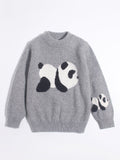 Kids Cashmere Sweater Boys and Girls Panda Intarsia Cashmere Pullover