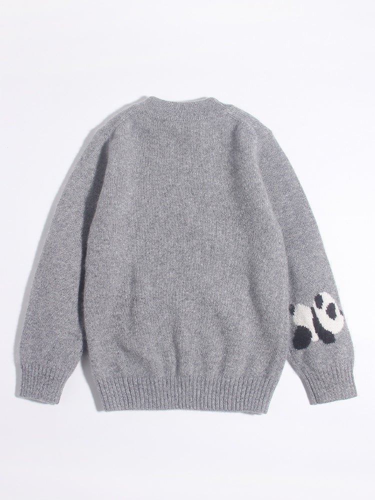 Kids Cashmere Sweater Boys and Girls Panda Intarsia Cashmere Pullover