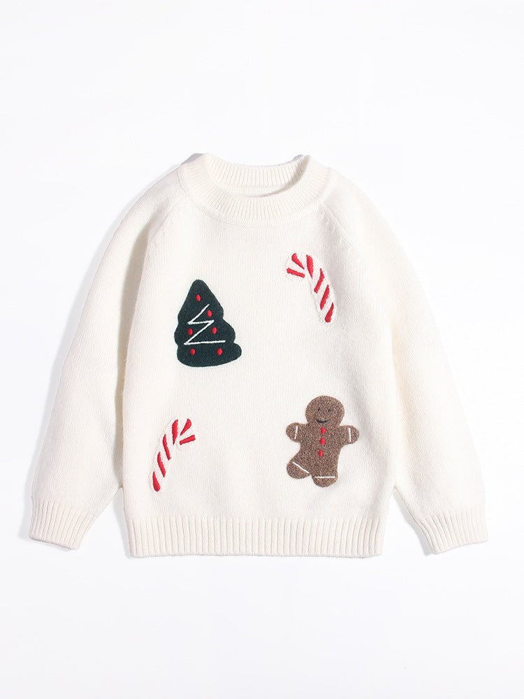 Kids Cashmere Sweater Candy Cane Christmas Tree Cashmere Pullover