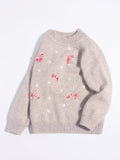 Kids Cashmere Sweater Candy Cane Snowflake Pattern Cashmere Pullover