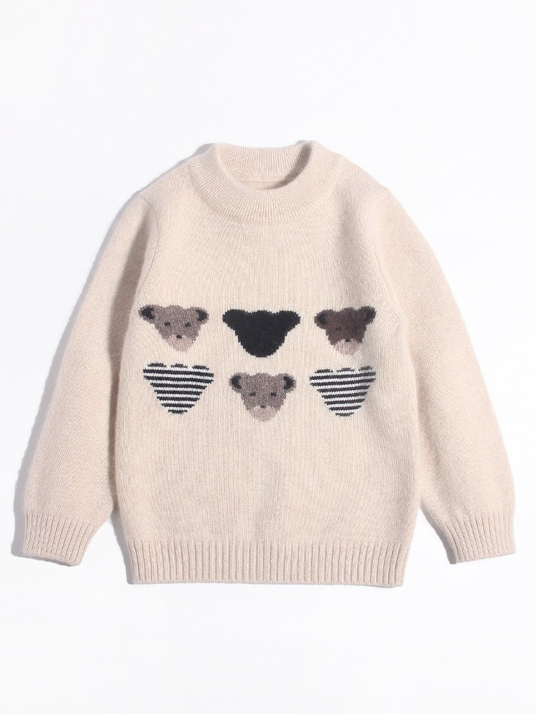 Kids Cashmere Sweater Cute Bear Patterns Toddler Cashmere Pullover