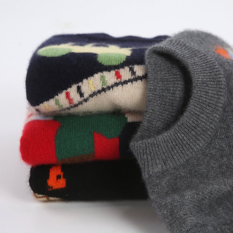 Kids Cashmere Sweater Fun Graphic Patterns Holiday Cashmere Pullover