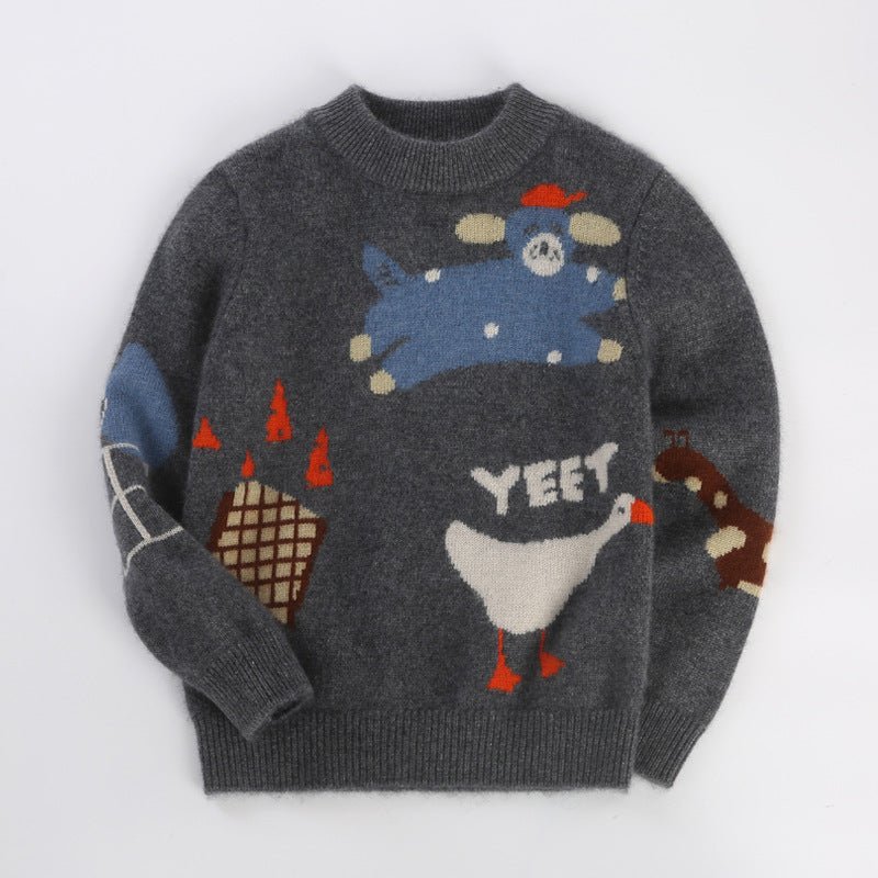 Kids Cashmere Sweater Fun Graphic Patterns Holiday Cashmere Pullover