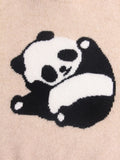 Kids Cashmere Sweater Panda Design Cashmere Pullover Ribbed Cuffs