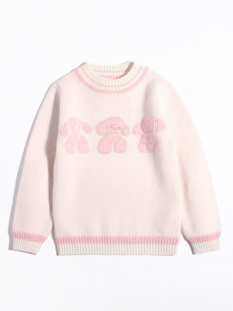 Kids Cashmere Sweater Puppy Knit Design Girls Cashmere Sweater Pullover